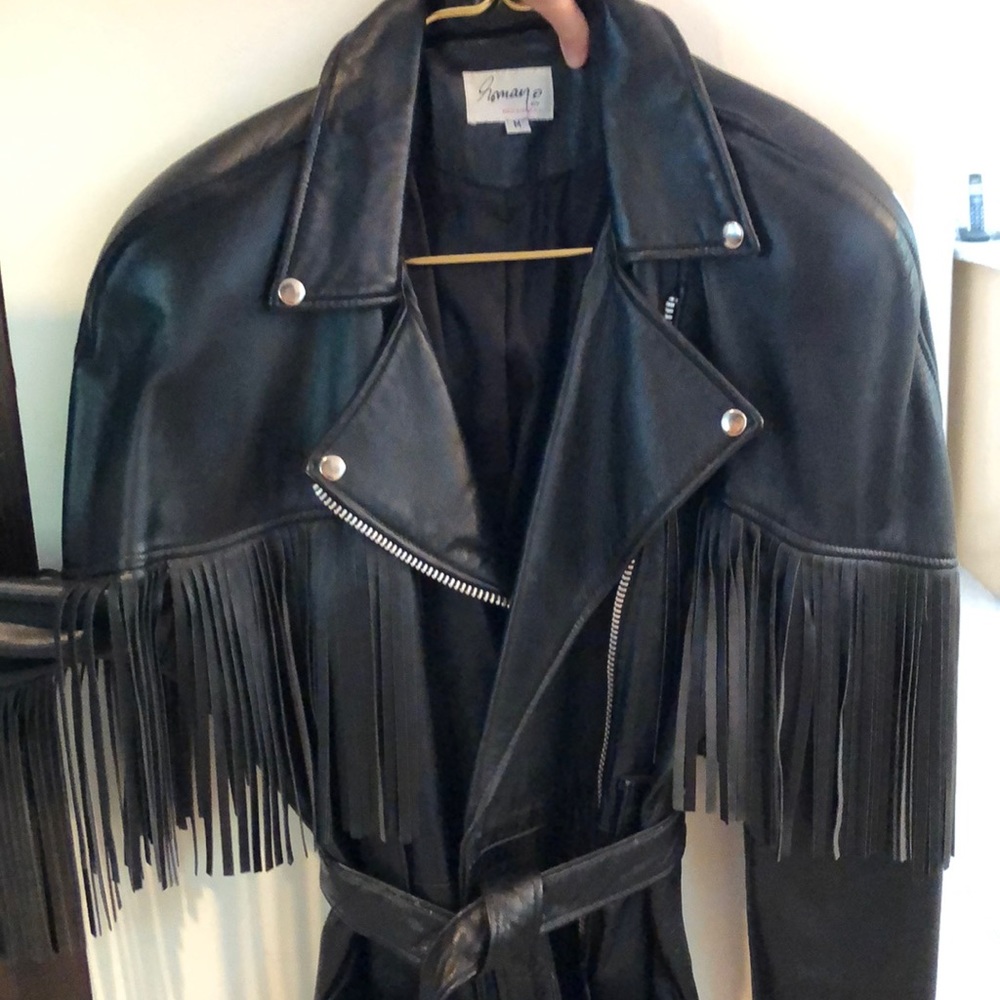 Gorgeous Black Leather Fringed Jacket